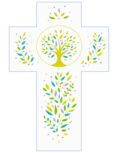 Croix Blanche Louange - Arbre de Vie - 15x10cm