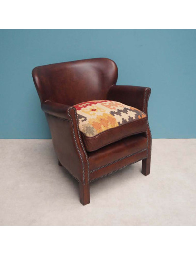 Fauteuil Turner cuir marron 67x67x75cm