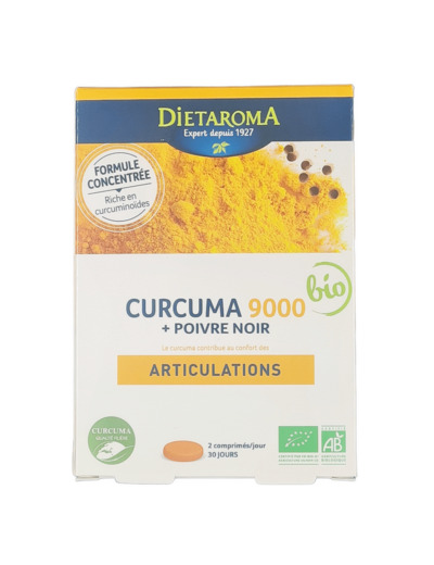 Curcuma 9000 + Poivre Noir Bio 60 Comprimés