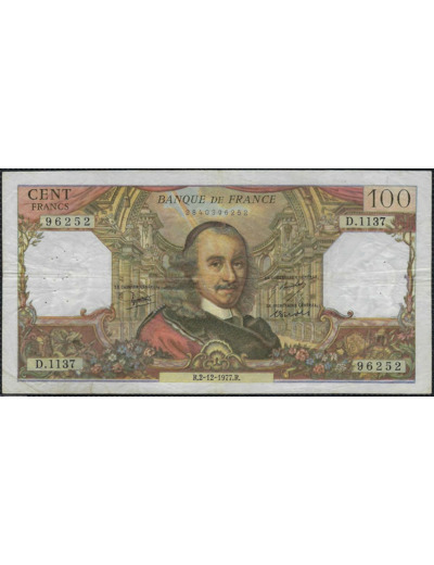 FRANCE 100 FRANCS CORNEILLE 2-12-1977 D.1137 TB+