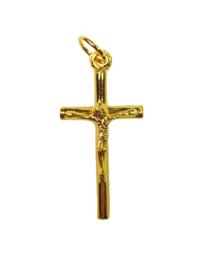 Croix 27mm en Métal Doré Avec Christ