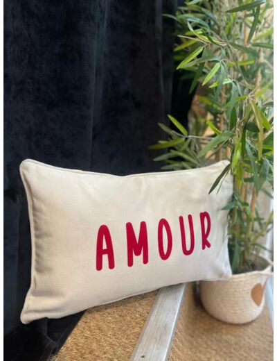 Coussin " Amour" Ecru/Rouge - Toiles Chics
