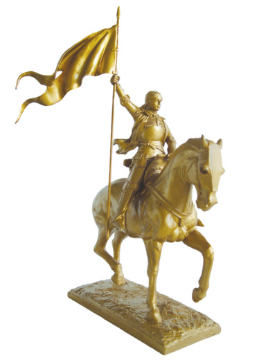 Jeanne d'Arc à Cheval en Résine 17cm - finition OR