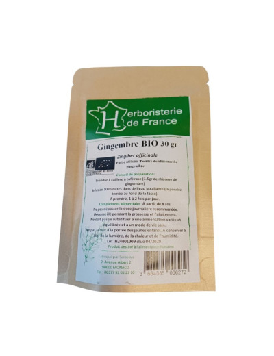 Tisane Gingembre bio poudre 30g