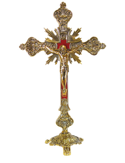 Crucifix 34cm en Laiton sur Pied
