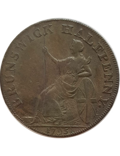 GRANDE BRETAGNE TOKEN (1/2 PENNY) BRUNSWICK HALFPENNY J. KILVINGTON 1795 TTB