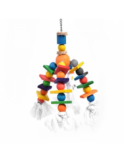 Lustre coloré avec corde & cubes pour perroquet - 35,5x10cm