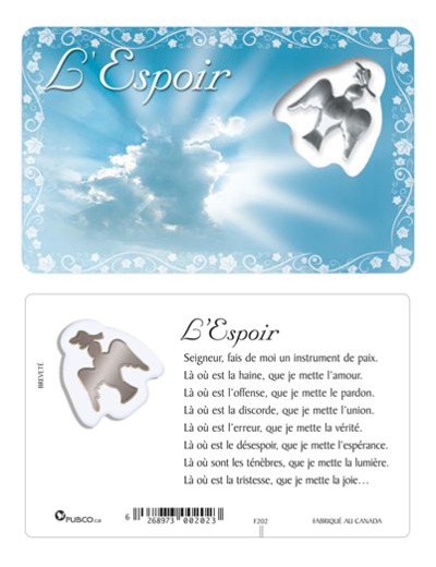 Carte-prière avec insertion ESPOIR