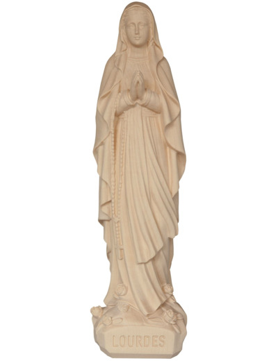 Vierge de Lourdes en bois 14cm- NATUREL