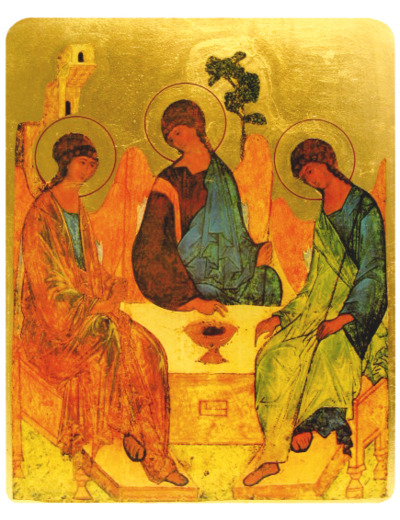 Icône plate MDF 7*9,5cm - TRINITE ROUBLEV
