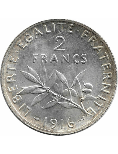 FRANCE 2 FRANCS SEMEUSE 1916 SUP