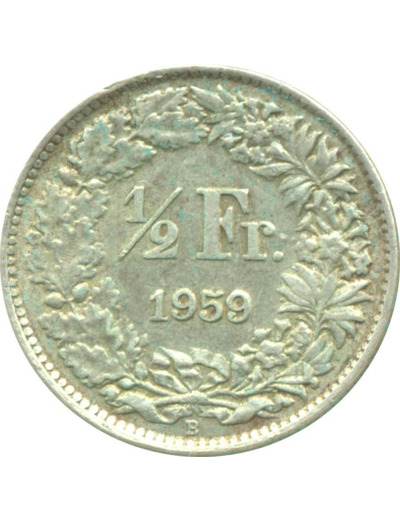 SUISSE 1/2 FRANC 1959 B TTB N1