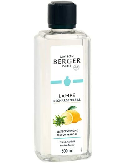 Parfum ZESTE DE VERVEINE - 500 ml - Recharge de parfum pour Lampe Berger