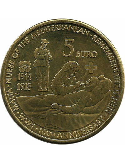 MALTE 2014 5 EURO 100 ANS DEBUT DE LA 1ere GUERRE MONDIALE SUP