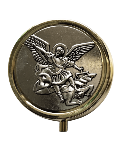 Custode dorée Diam. 5cm couvercle argenté SAINT MICHEL