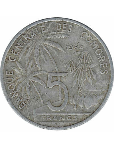 COMORES 5 FRANCS 1984 TB+