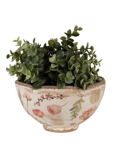 Pot de fleurs ondulé céramique beige rose 12x21x21cm