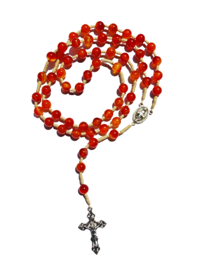 Chapelet sur Corde 8mm en pierre véritable- Cornaline