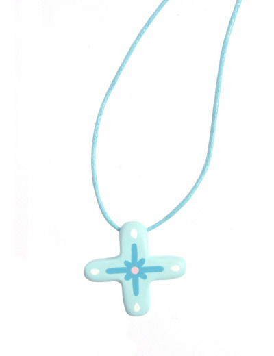 Croix pendentif bleue 25mm