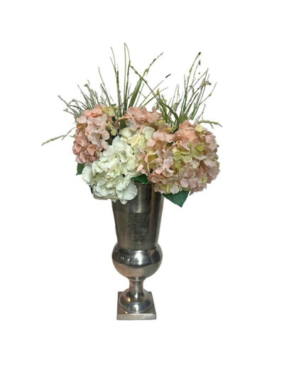 Vase Médicis aluminium argenté  30x30x51cm