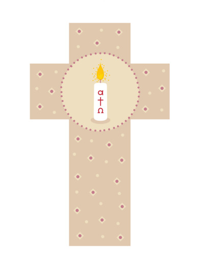 Croix Cierge beige 12cm