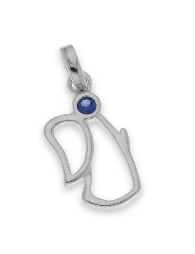 Pendentif en Argent 925- 2,5cm- ANGE zirconium bleu