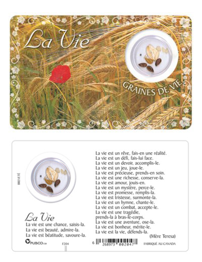 Carte-prière avec insertion LA VIE