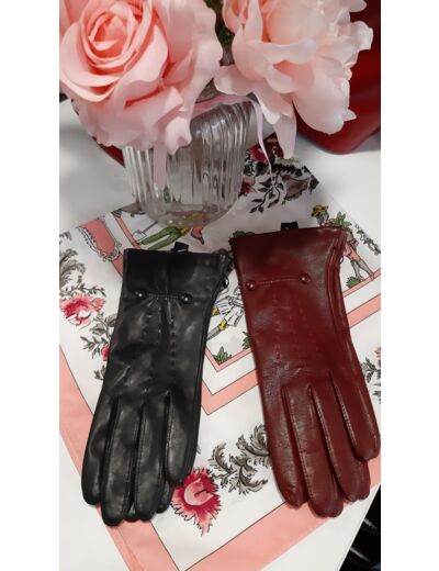 GF4010 Gants femme cuir agneau rouge, noir