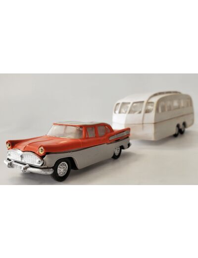 SIMCA CHAMBORD ORANGE ET GRISE CARAVANE HENON NOREV PLASTIQUE 1/43 (N3)