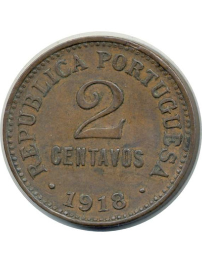 PORTUGAL 2 CENTAVOS 1918 TTB (W568)