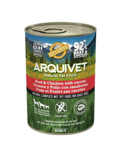 Veau et Poulet aux carottes et huile de Saumon, pour chien adulte - 400g