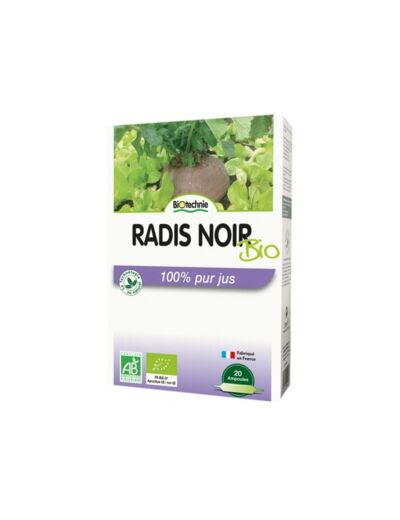 Radis Noir Bio 100% pur jus-20 ampoules-Biotechnie