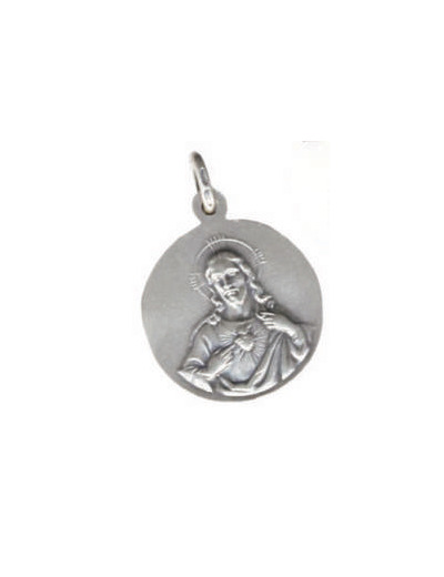 Médaille 18mm en Métal Argenté - SACRÉ COEUR