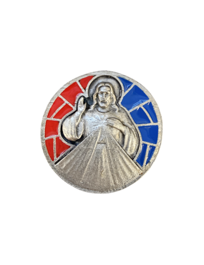 Magnet en métal relief 30mm - Bicolore - Christ Miséricordieux