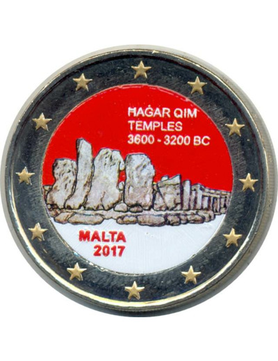 MALTE 2017 2 EURO COLORISEE TEMPLE HAGGAR QIM SUP