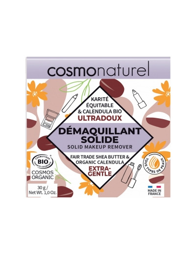 Démaquillant solide ultradoux Karité équitable et Calendula bio 30g