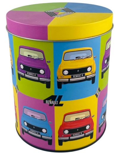 Boite métal ronde Renault 4L, Pop Art - 14.2 x 11.4 cm