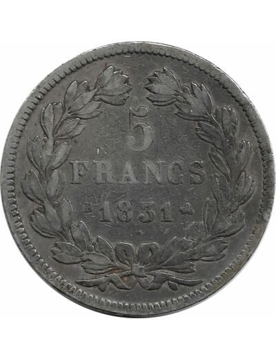 FRANCE 5 FRANCS LOUIS-PHILIPPE I 1831 B (Rouen) TRANCHE EN RELIEF TB