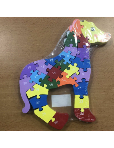 PUZZLE CHEVAL EN BOIS ALPHABET ET NUMERO NEUF