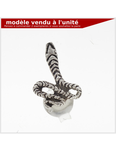 Puce d'oreille Serpent en argent massif