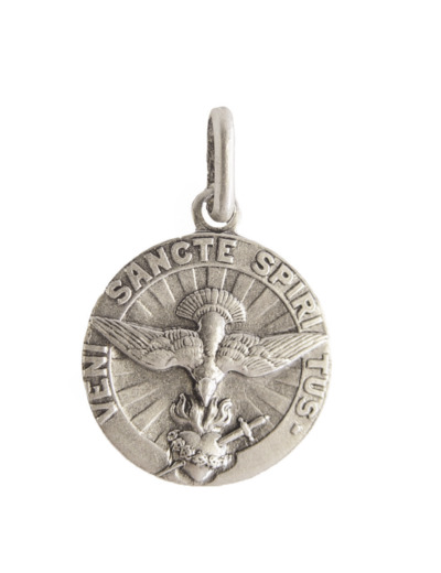 Médaille 18mm en Métal Argenté - SAINT ESPRIT
