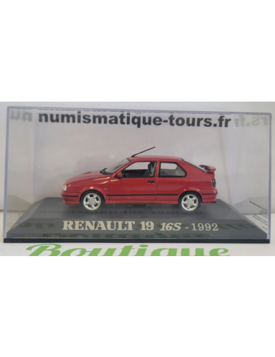 RENAULT 19 16S 1992 ROUGE 1/43 BOITE D'ORIGINE