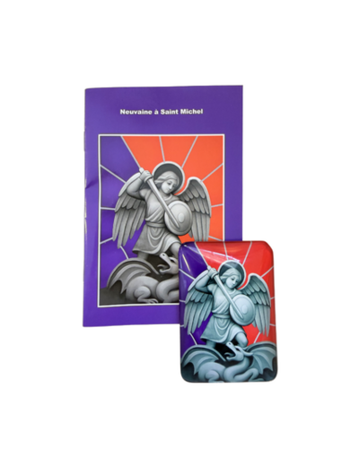 Magnet en Verre  48x68mm + Livret Neuvaine - Saint Michel