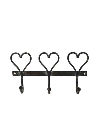 Patère 3 crochets cœurs 29x5x16cm