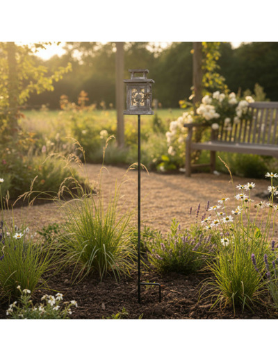 Lanterne planter gris patiné 12x12x121cm