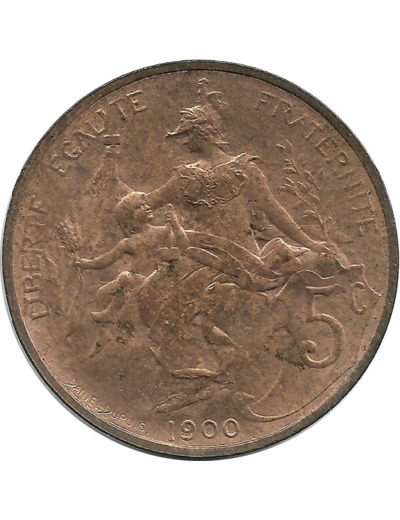 FRANCE 5 CENTIMES DUPUIS 1900 SUP
