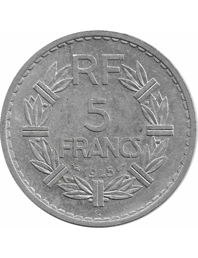 FRANCE 5 FRANCS LAVRILLIER Aluminium 1945 C TTB