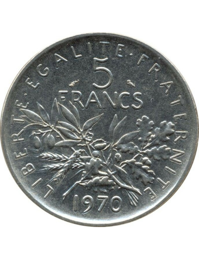 FRANCE 5 FRANCS ROTY 1970 SUP/NC