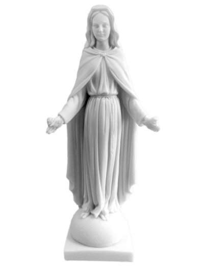 Vierge aux Roses - Statue en albâtre 43cm -Blanche