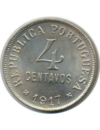 PORTUGAL 4 CENTAVOS 1917 SUP (W566)